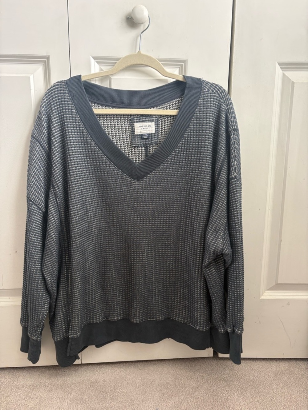 American Eagle V-Neck Waffle Knit Sweater